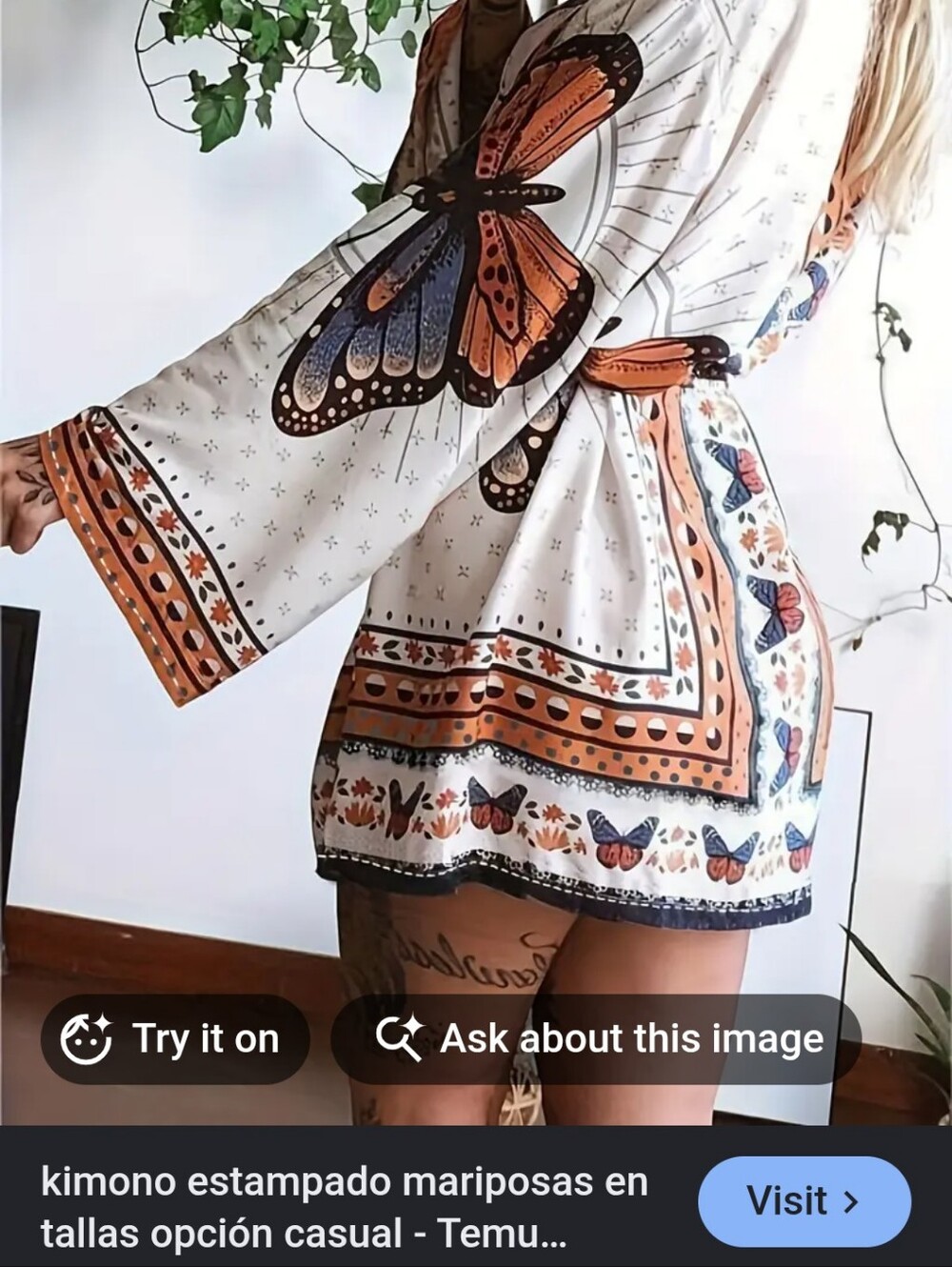 Plus size butterfly boho kimono top 20W - Picture 2 of 4
